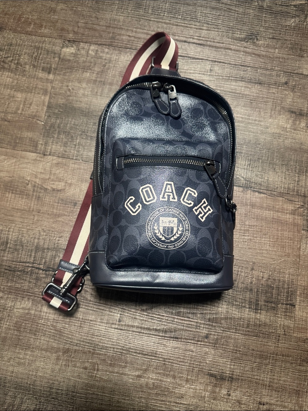 NWOT Coach West 3001 Backpack in Signature Canvas with Varsity Stripe